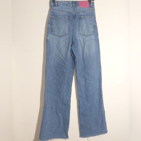 Denim Collection Lefties European Distressed High Waist Wide Leg Jeans 26 EUC - Picture 6 of 11